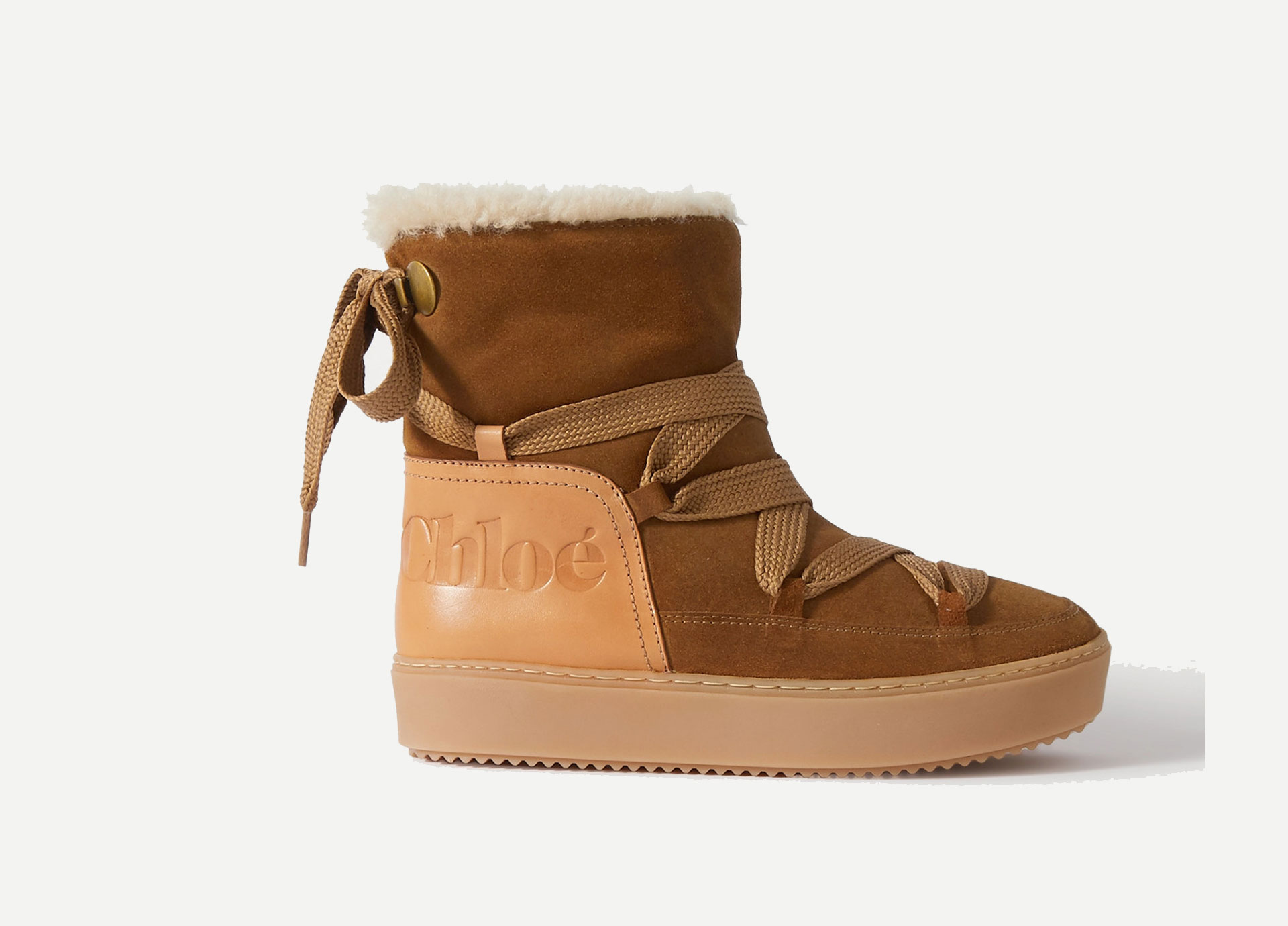 See By Chloe Leather-Trimmed Suede And Shearling Ankle Boots