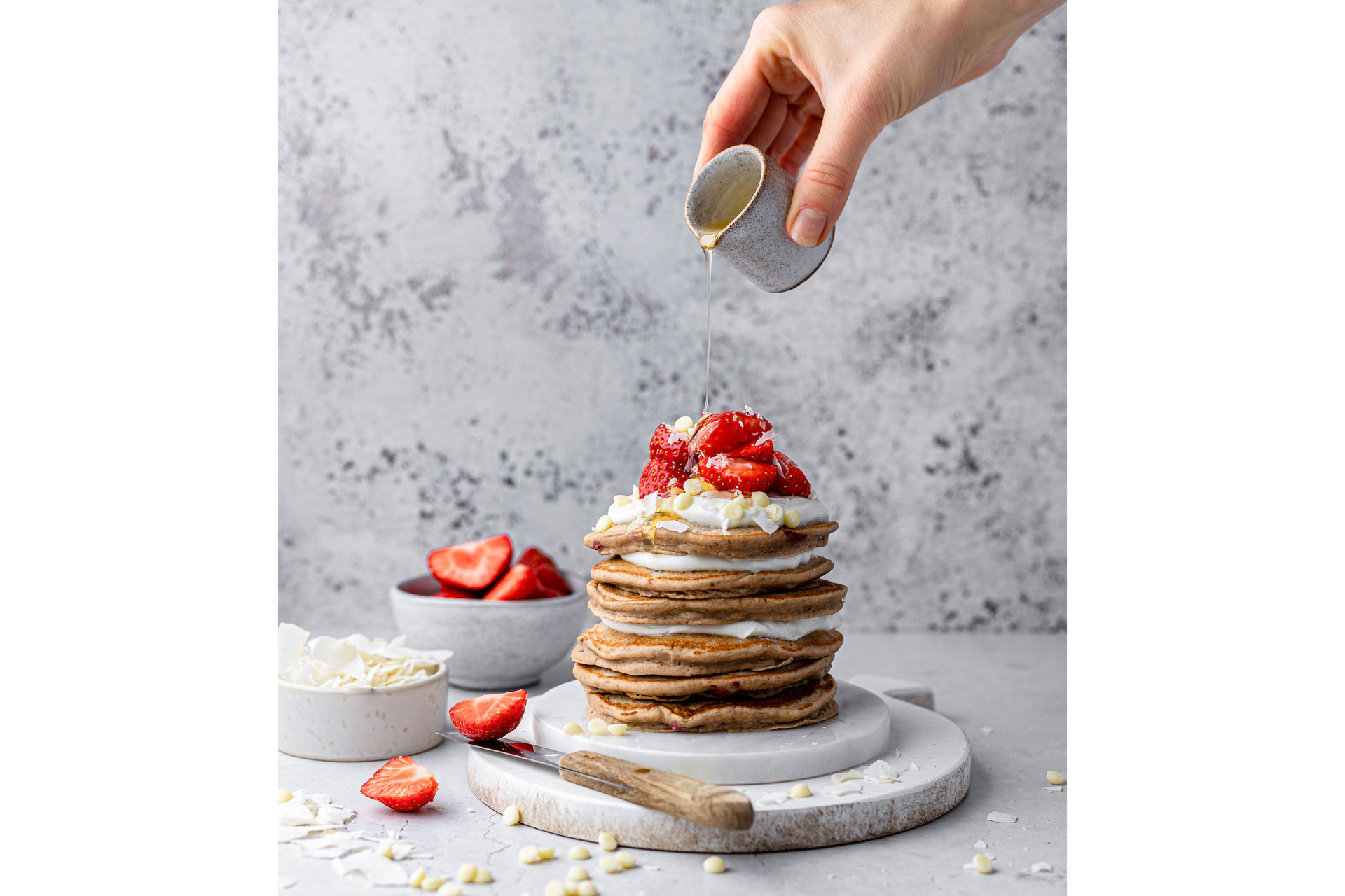 Strawberry Protein Pancakes