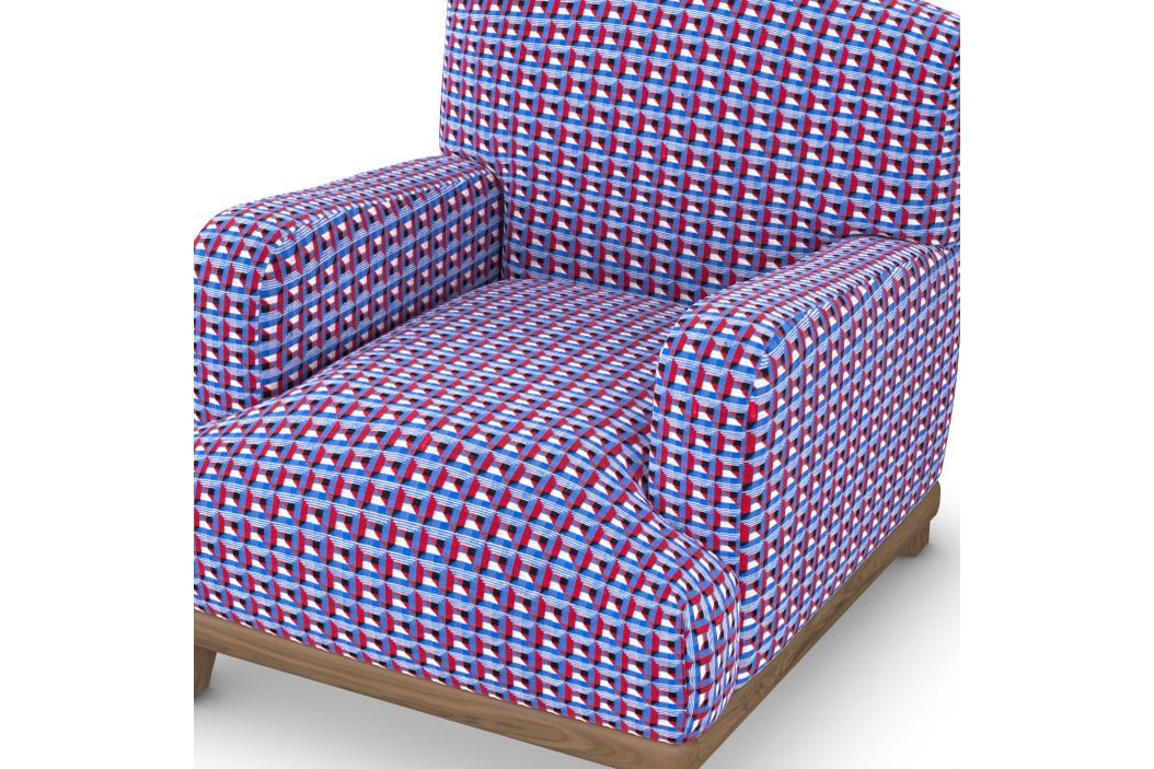 Armchair with blue and red TFL fabric