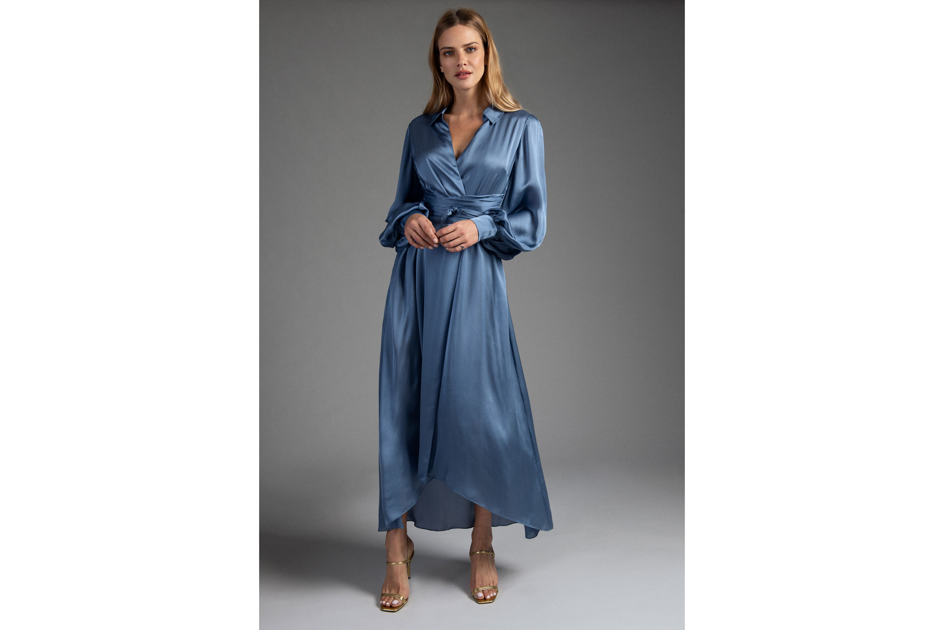 Aria Blue Midi Shirt Dress