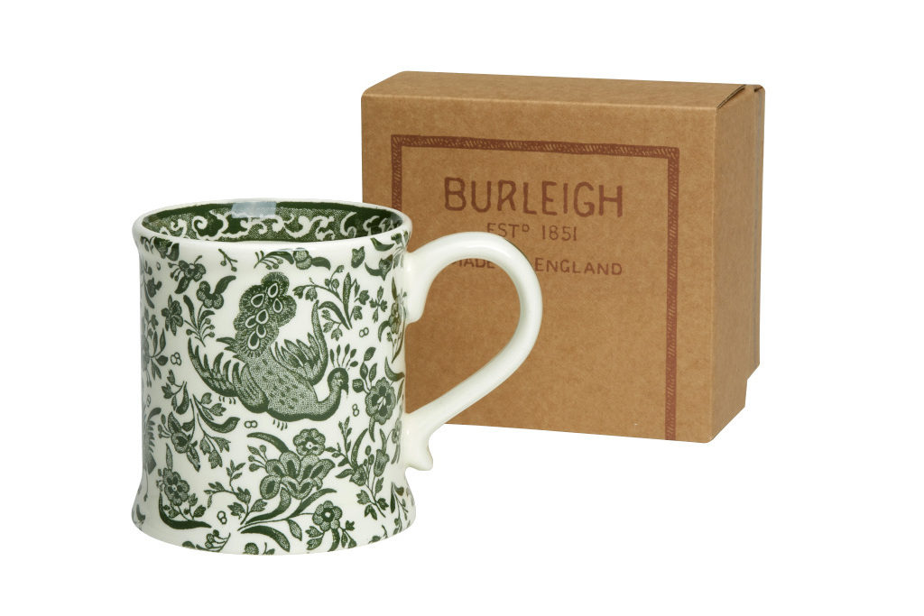 Burleigh Green Regal Peacock Footed Mug