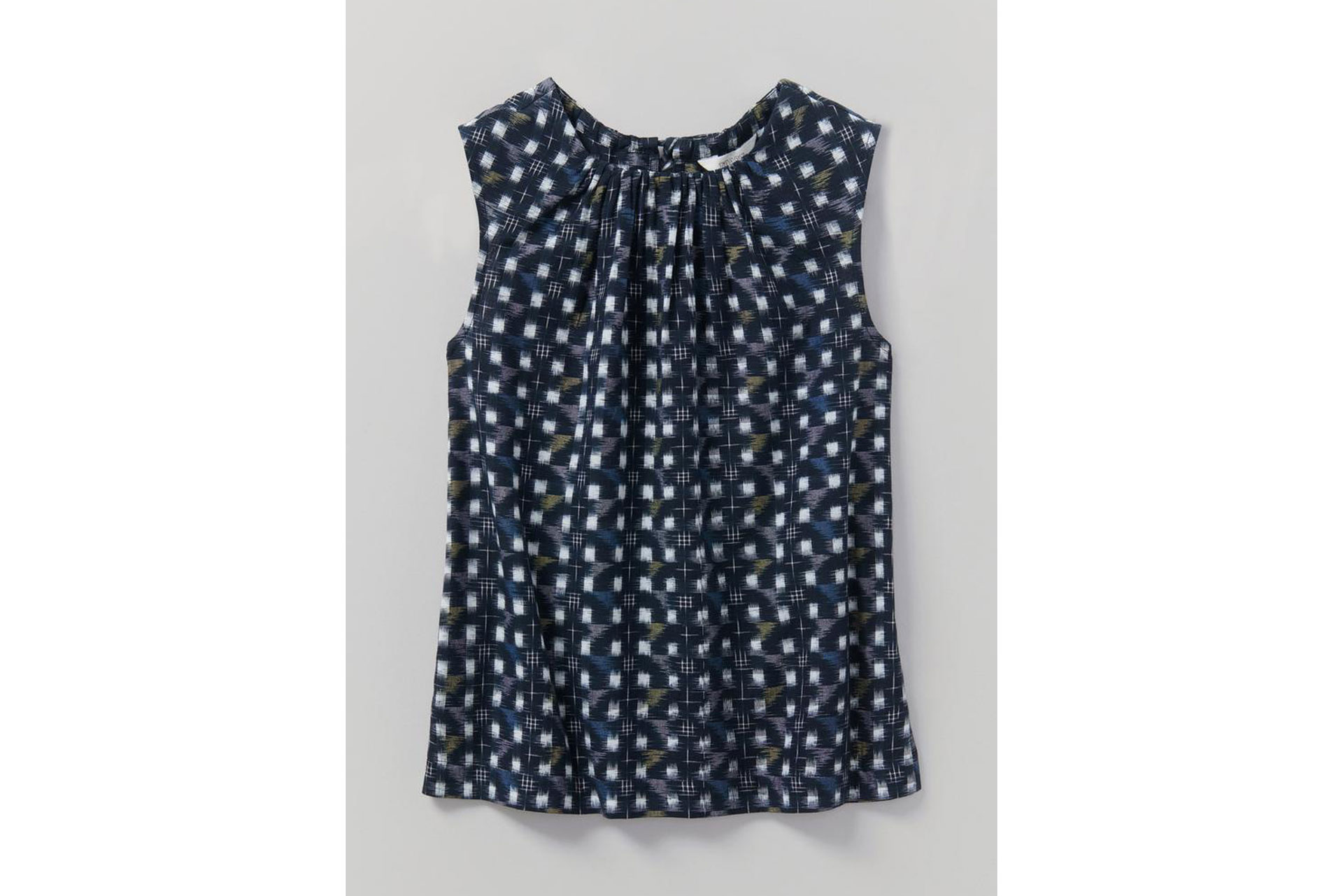 Trill Ikat Gathered Neck Top