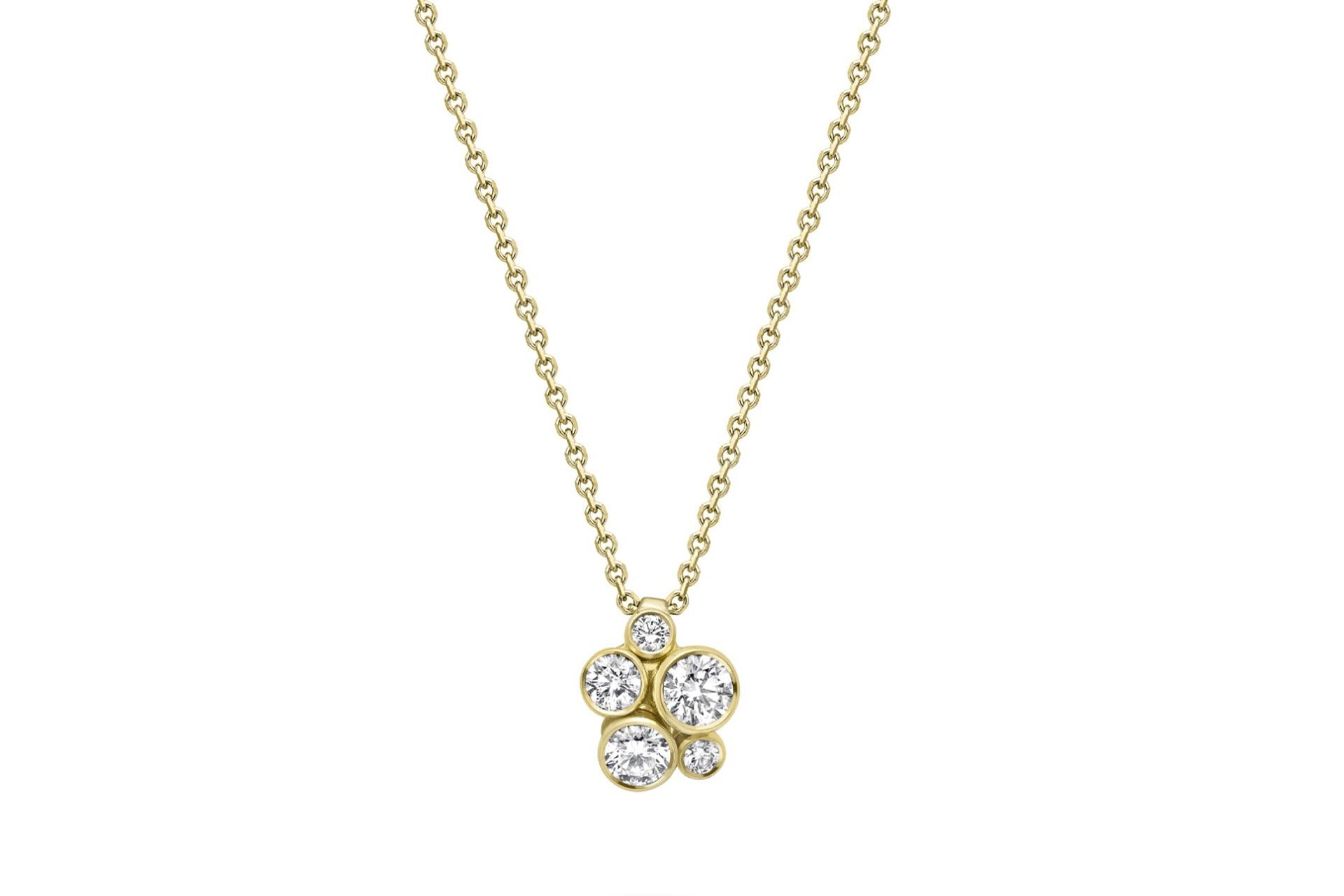 boodles Raindance Yellow Gold Cluster Pendant
