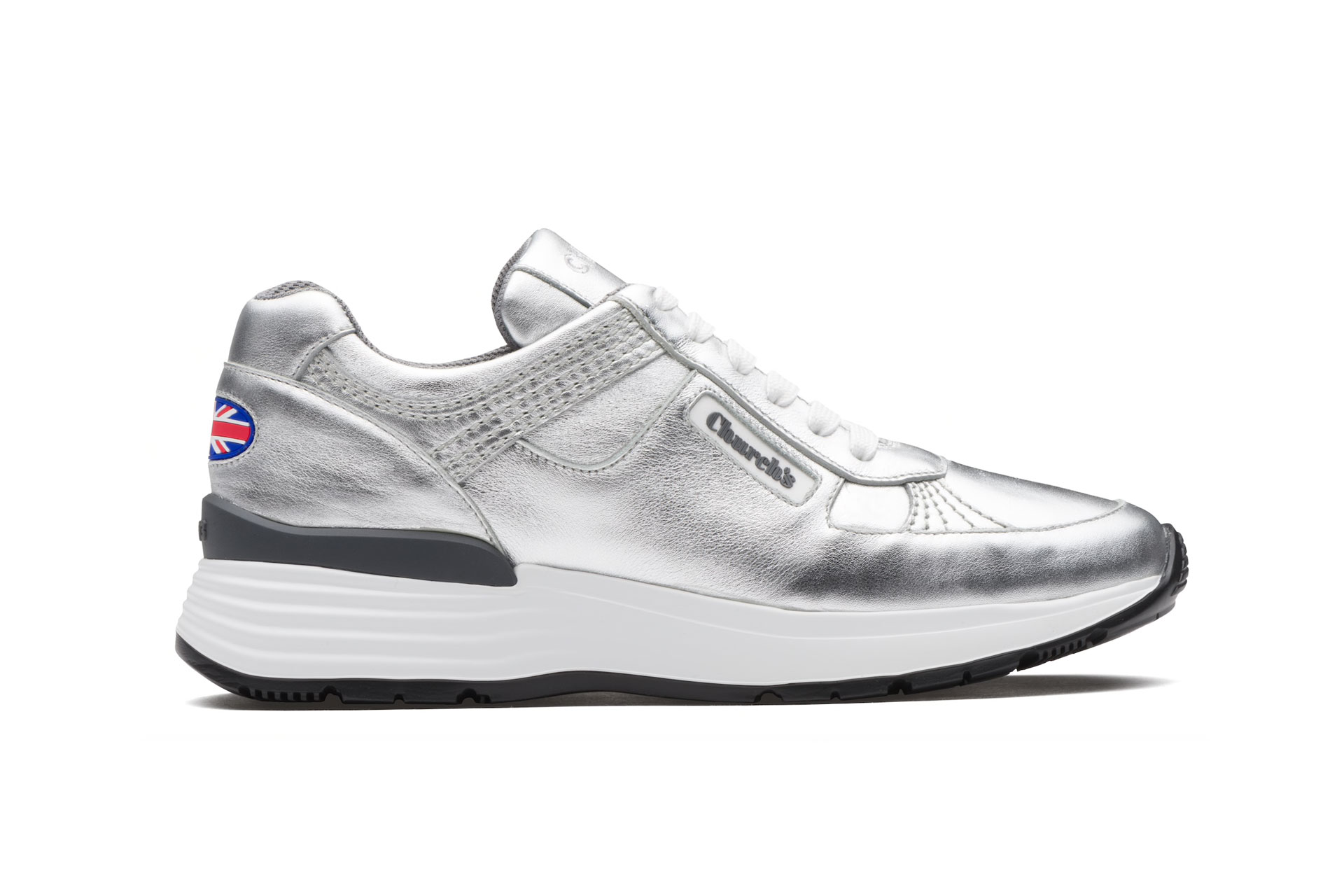 Church’s Ch873 Plume Calf Leather Retro Sneaker Silver
