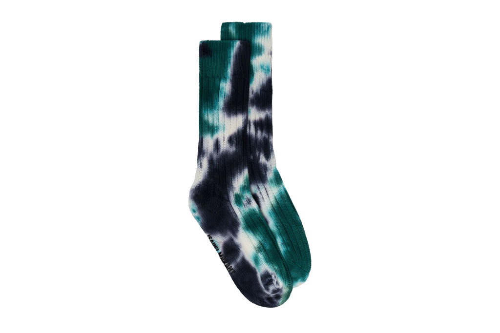 Black, green and white tie dye socks