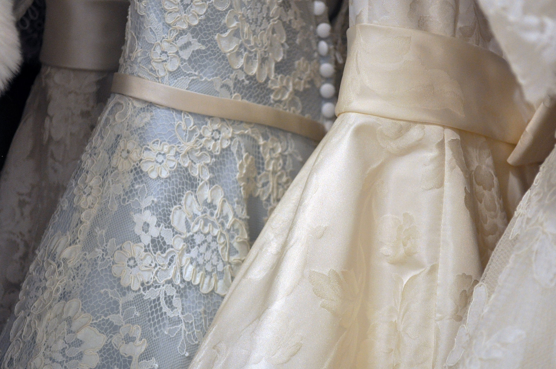 Wedding dresses on rail