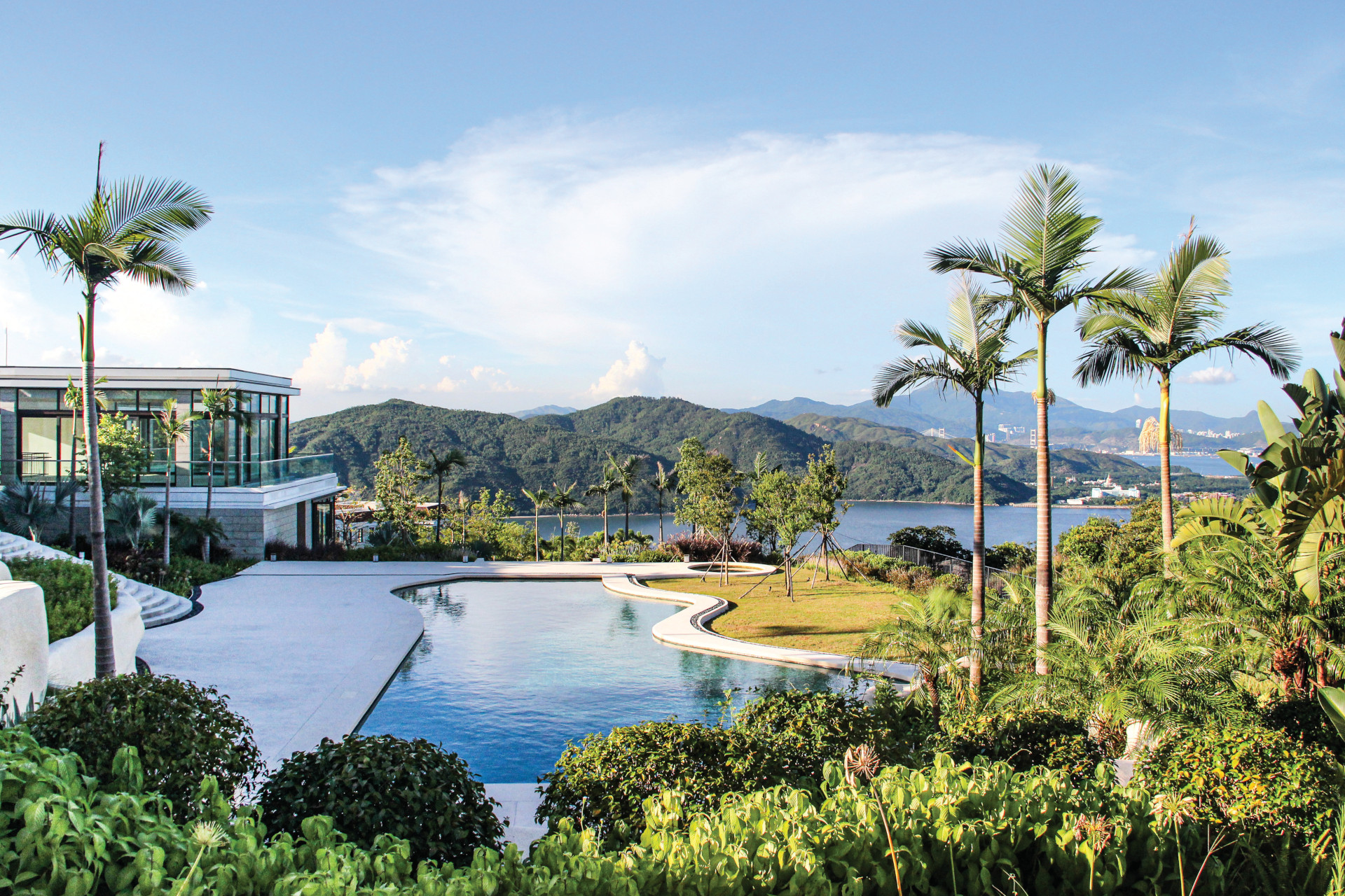 Poolside Chat, Hong Kong pool with views over the South China Sea