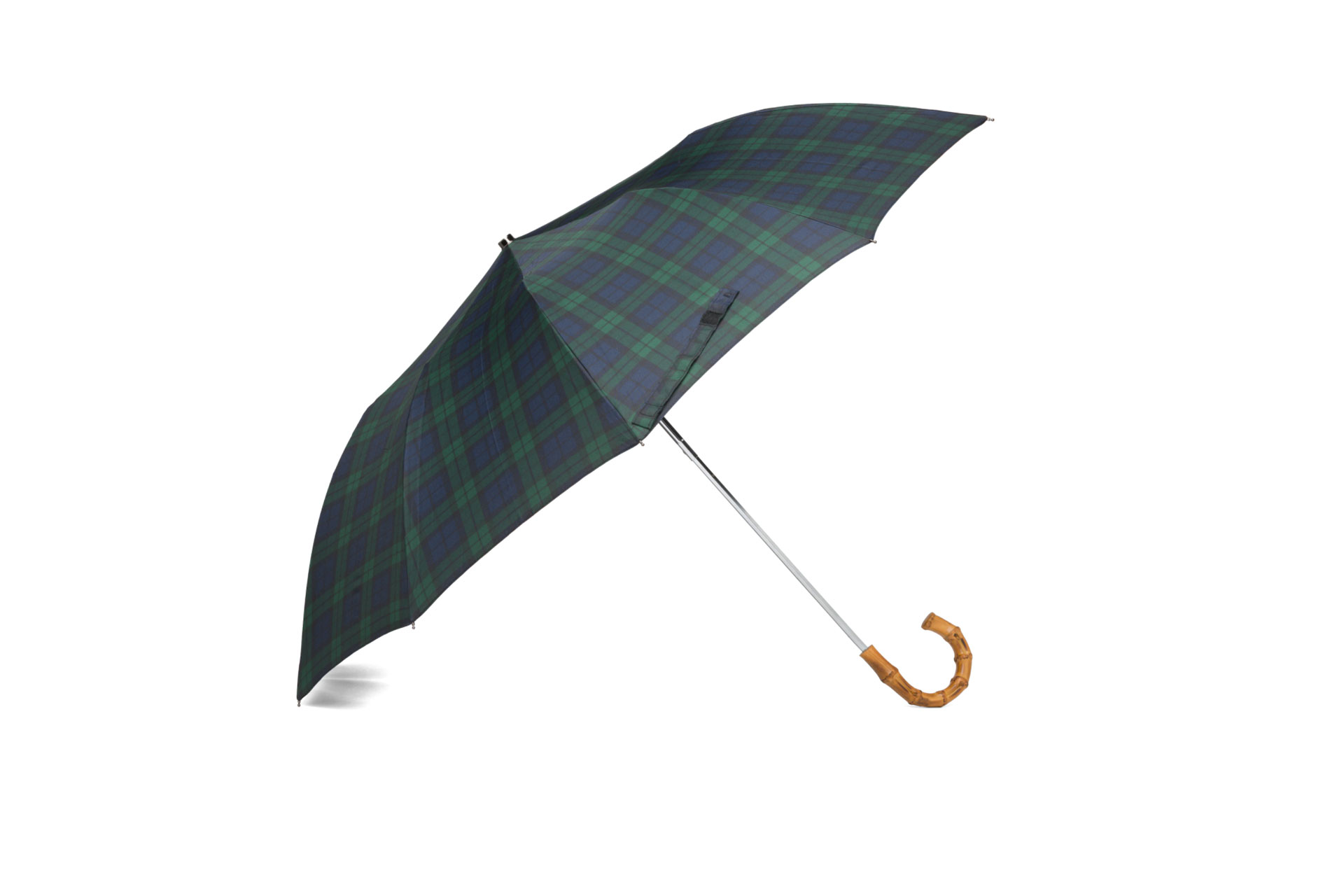 Church’s Telescopic Umbrella Tartan Whangee Handle Green