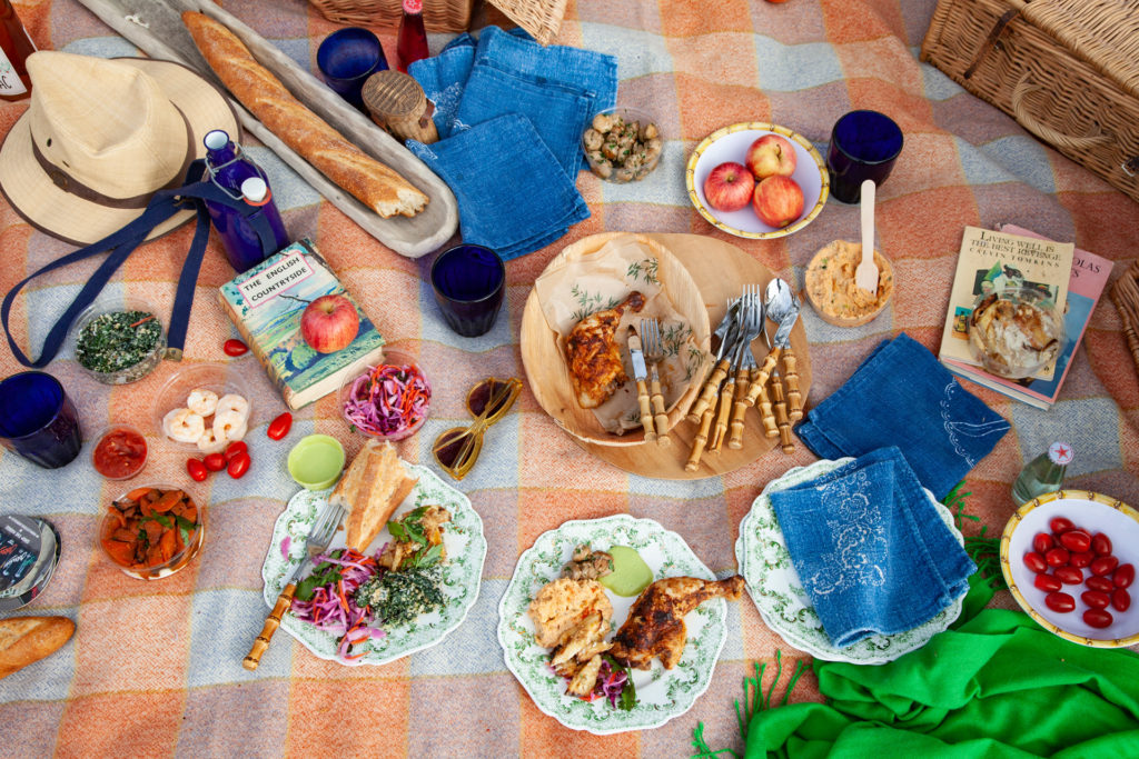 Picnic hamper on a blanket from D’Ambrosi