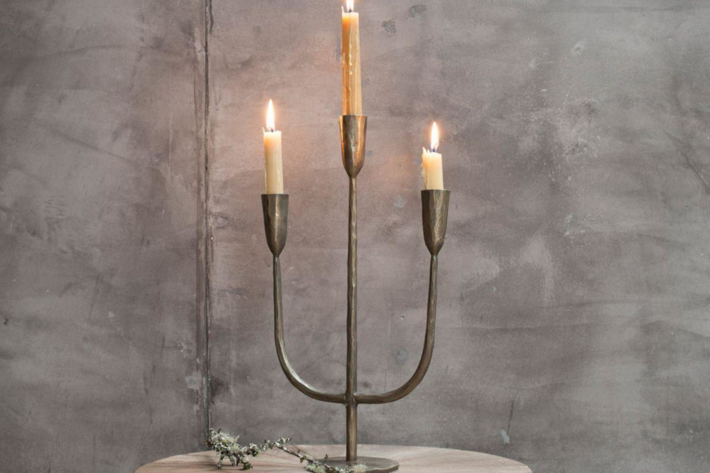 Nkuku Mbata Brass Candelabra - Antique Brass