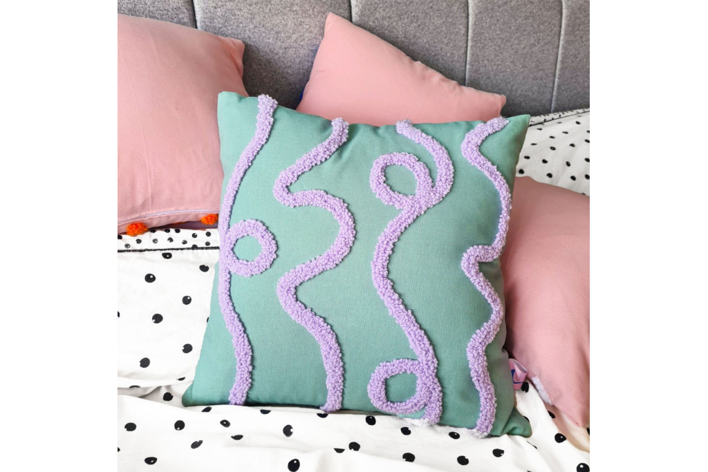 Interiors Trend, Tufting - Anna Spurling Design Mint and Lilac Tufted Cushion