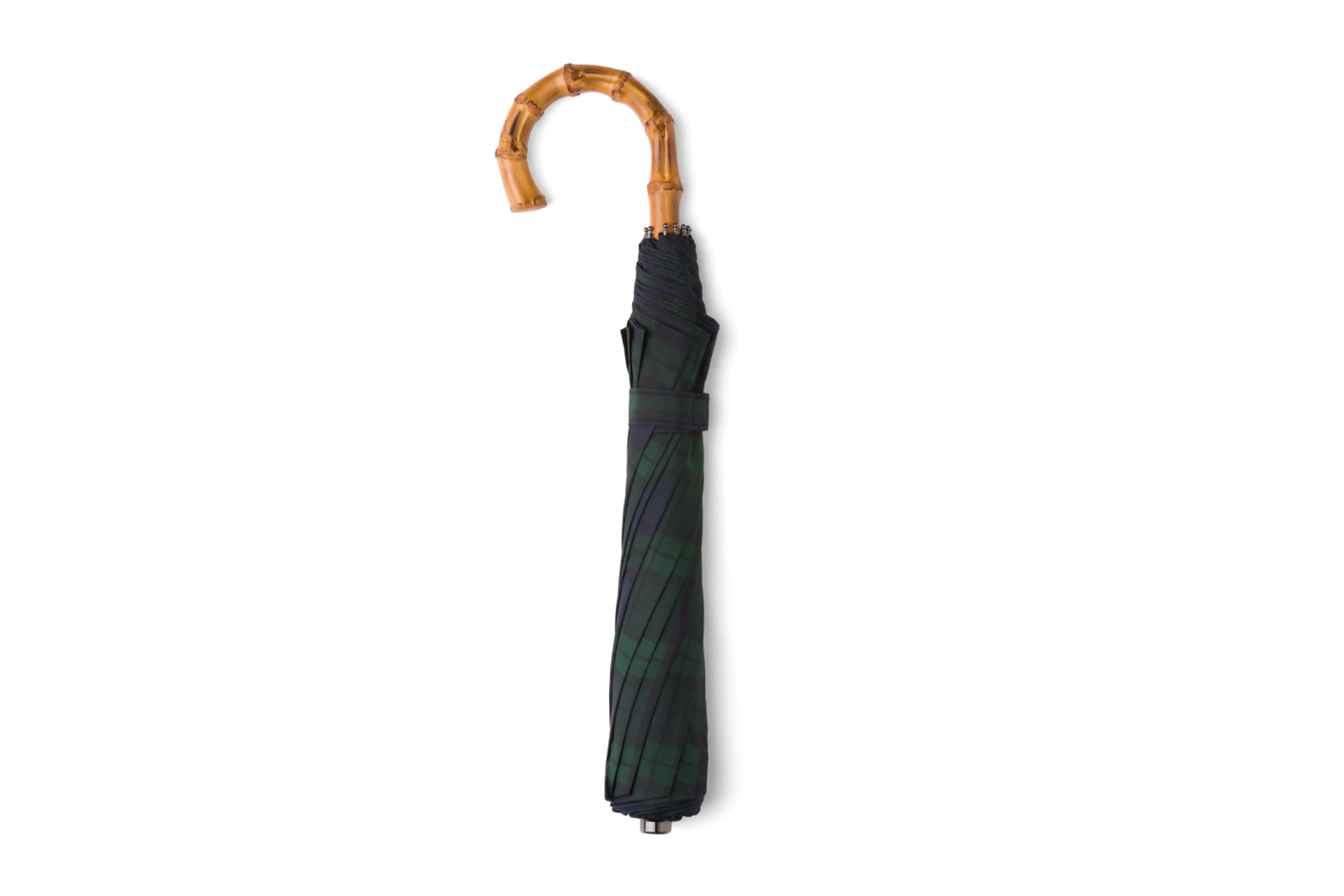 Church’s Telescopic Umbrella Tartan Whangee Handle Green
