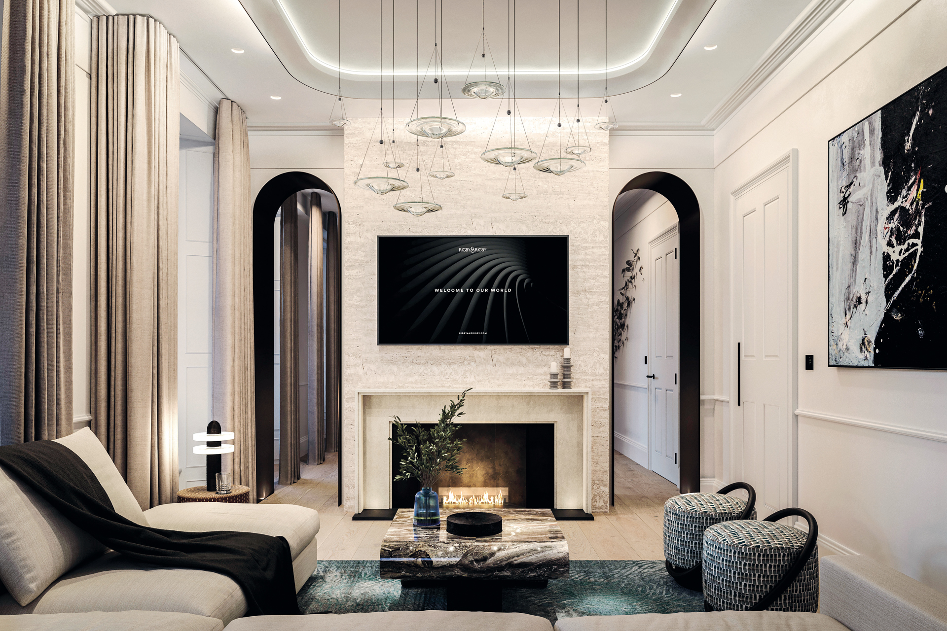 A living area in a private residence designed by Rigby & Rigby