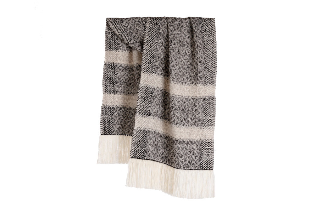 Grey and cream stripe scarf