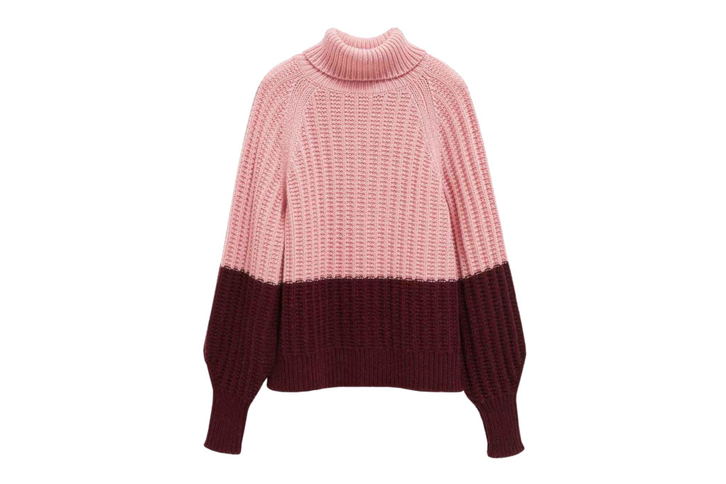 Chinti & Parker Pink Two-Tone Textured Wool-Cashmere Sweater