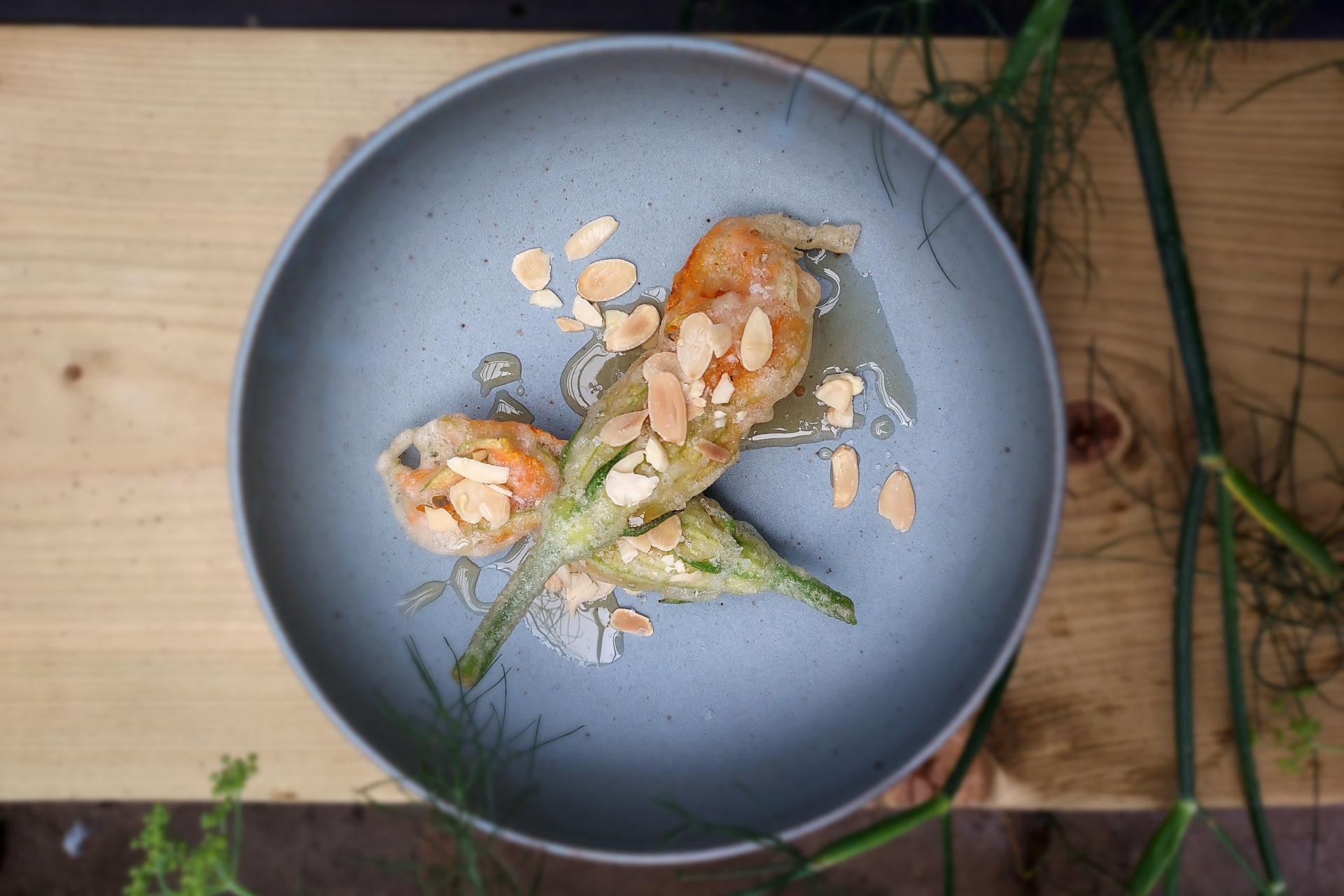 Recipe: Stilton and Ricotta Stuffed Courgette Flowers with Honey and Almond