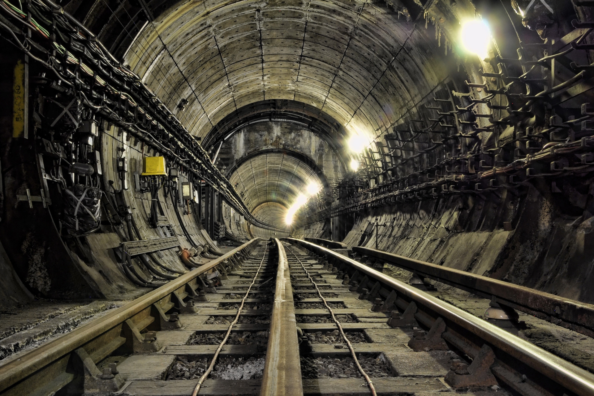 Halloween in London - Unused railway tracks leading into the tunnel