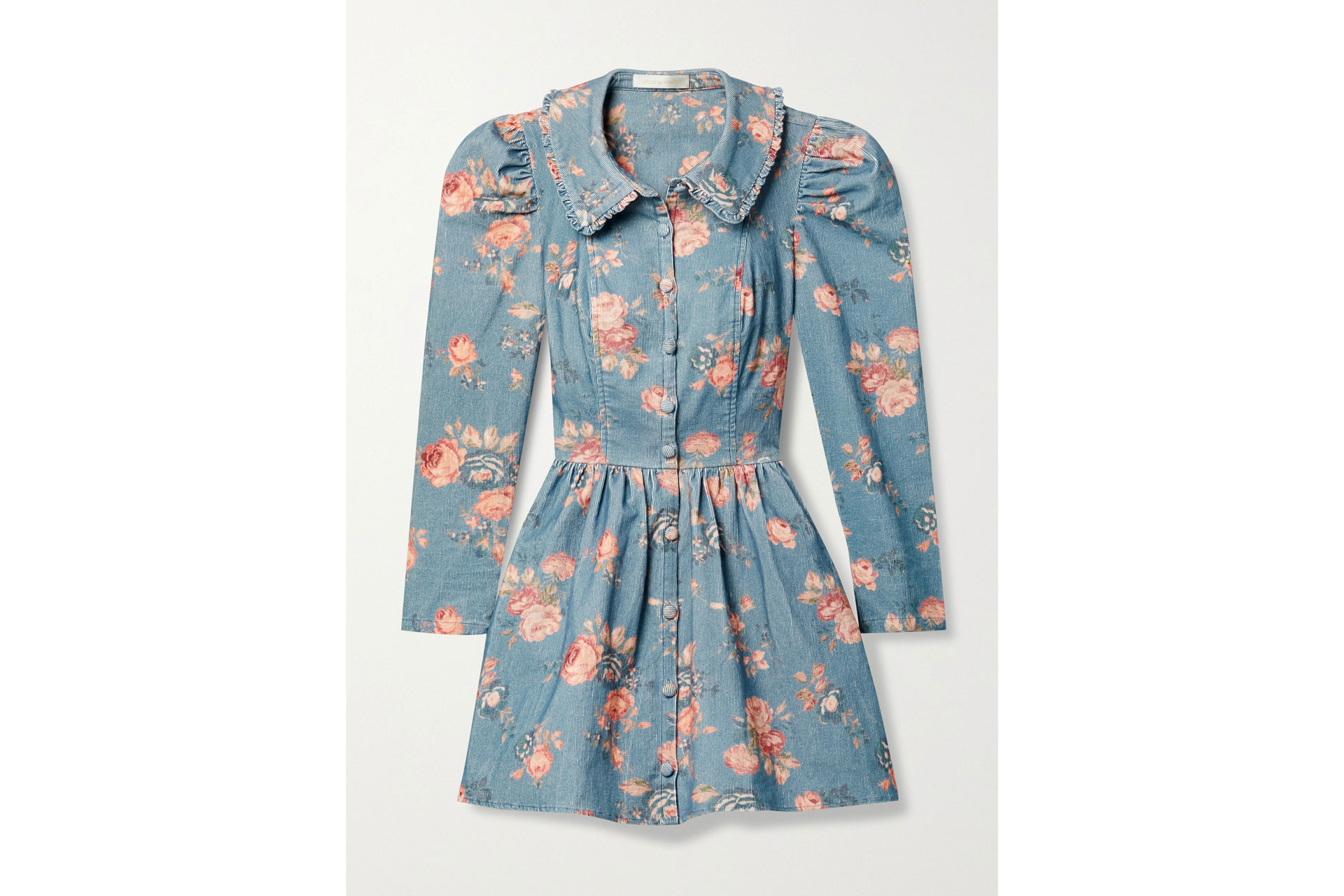 Loveshackfancy Beyers Floral-Print Cotton-Blend Corduroy Mini Dress