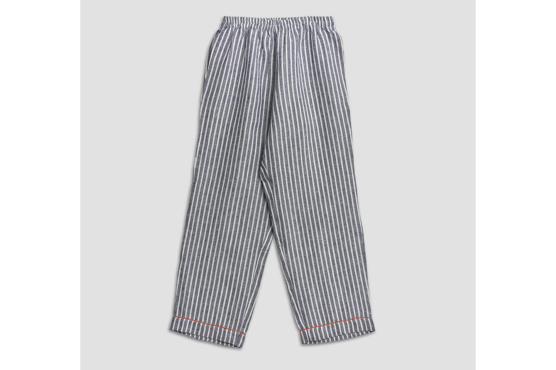 Piglet In Bed Men's Midnight Stripe Linen Pyjama Trousers