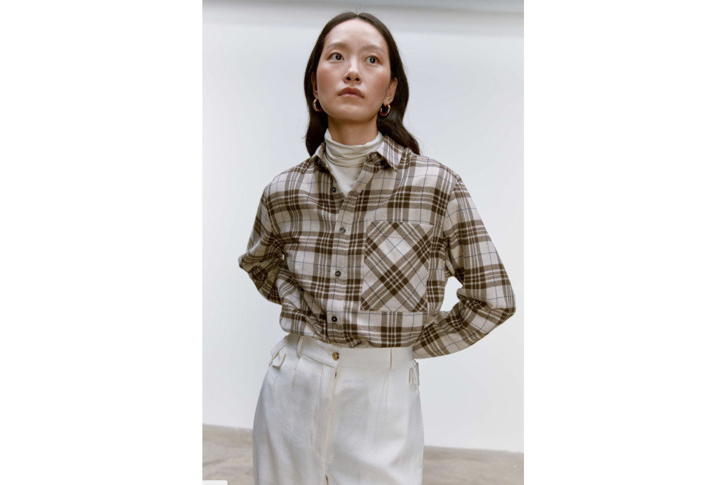 Riley Studio Recycled Shirt on model