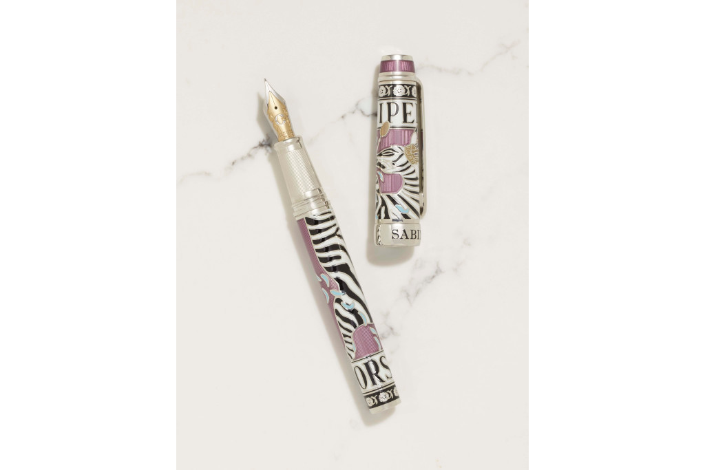 Pen with zebra illustration