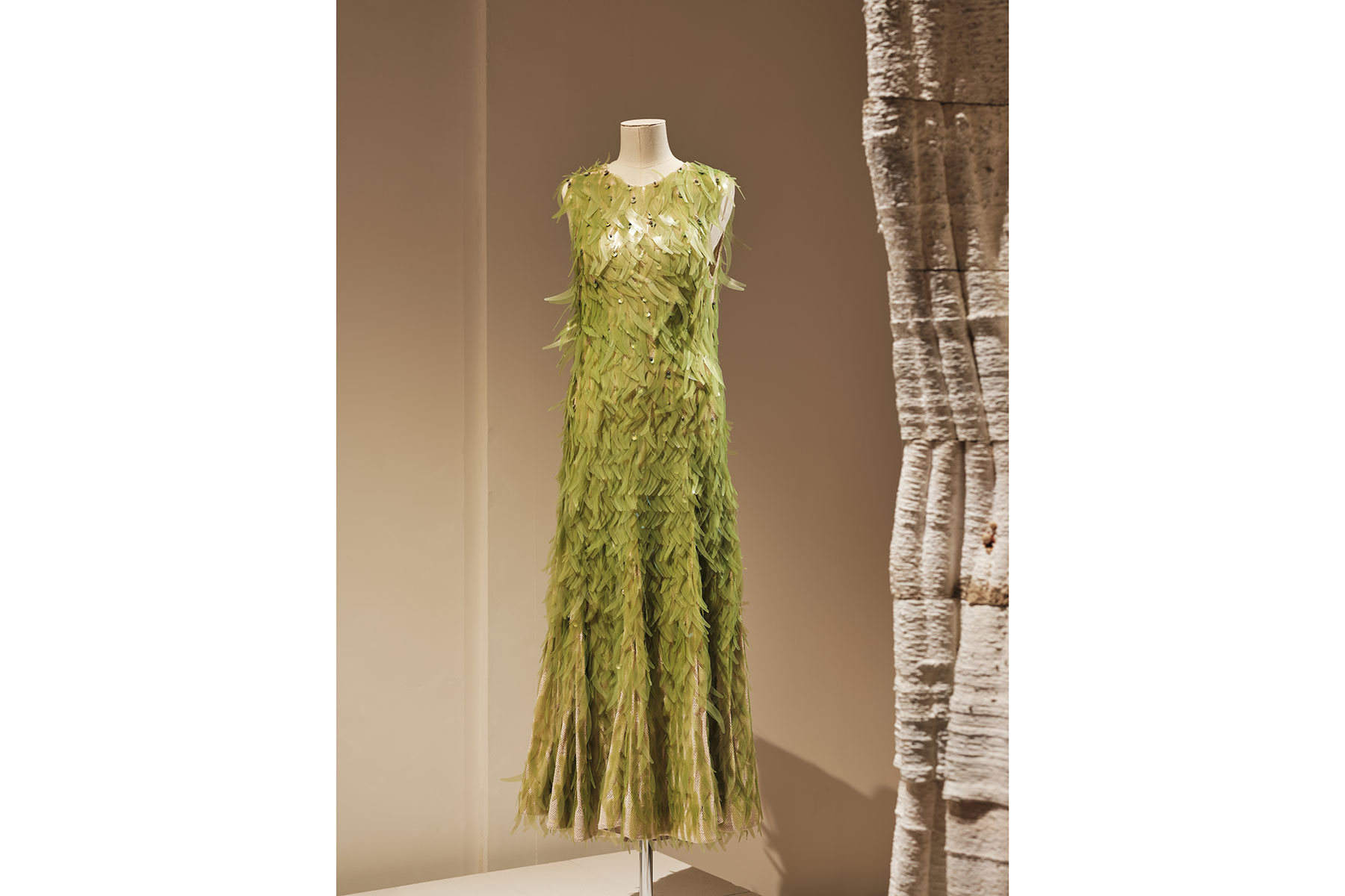 Stella McCartney Algae Dress on display at the Waste Age exhibition