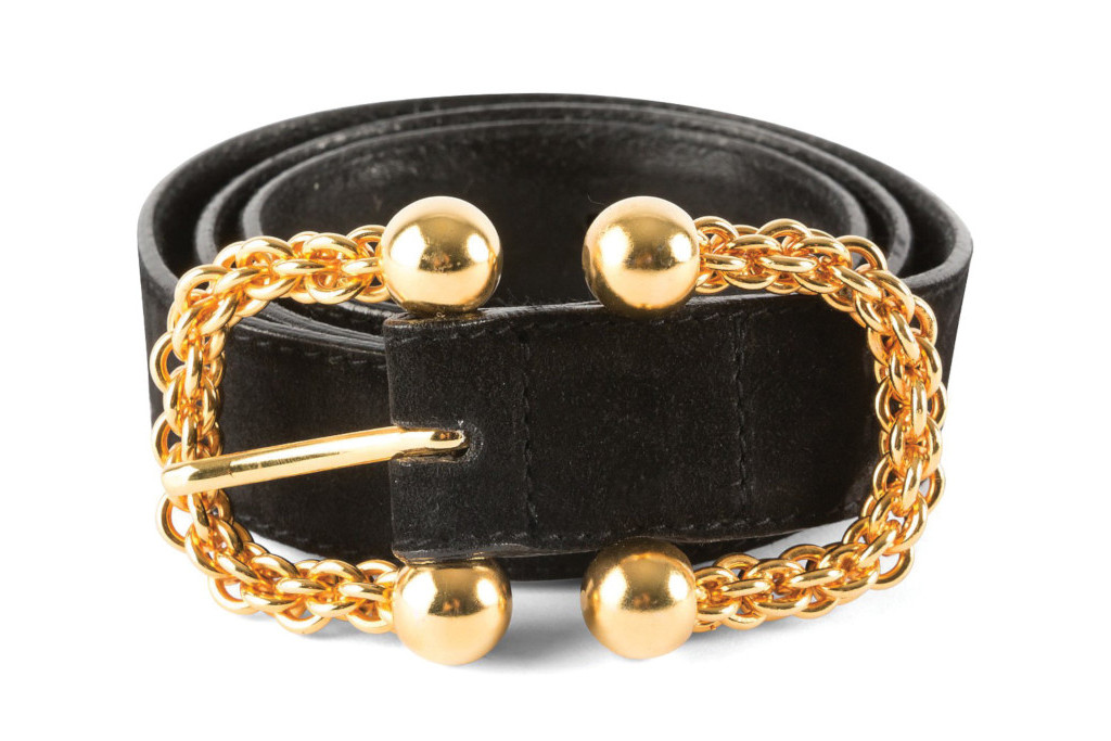 Paloma Picasso Sculpted-Buckle Suede Belt