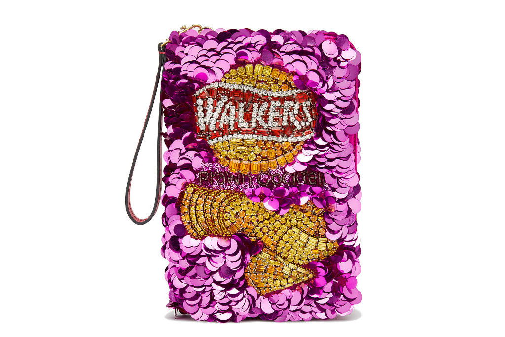 Purple sequin walkers crisp bag clutch