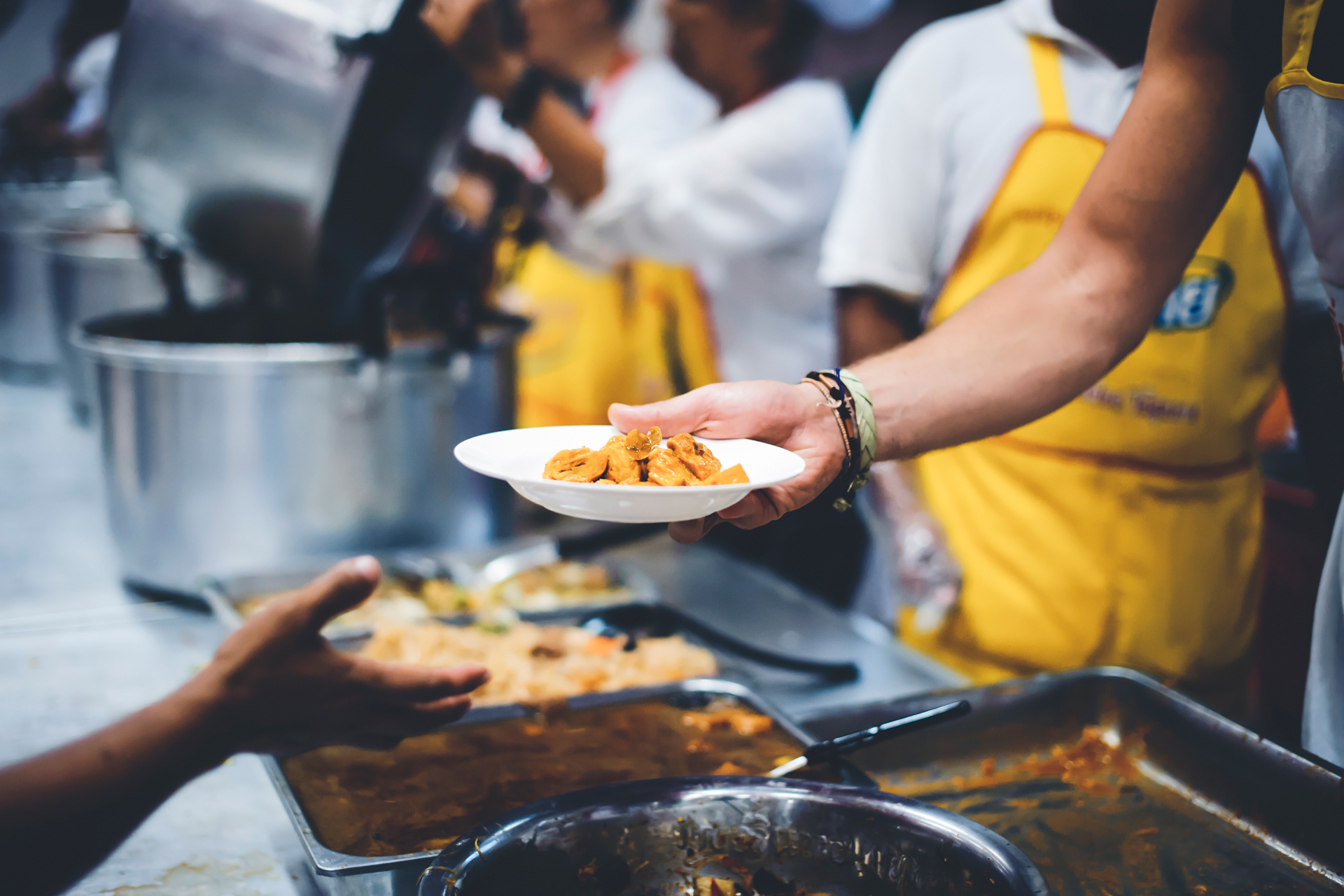 Person helping at a food bank