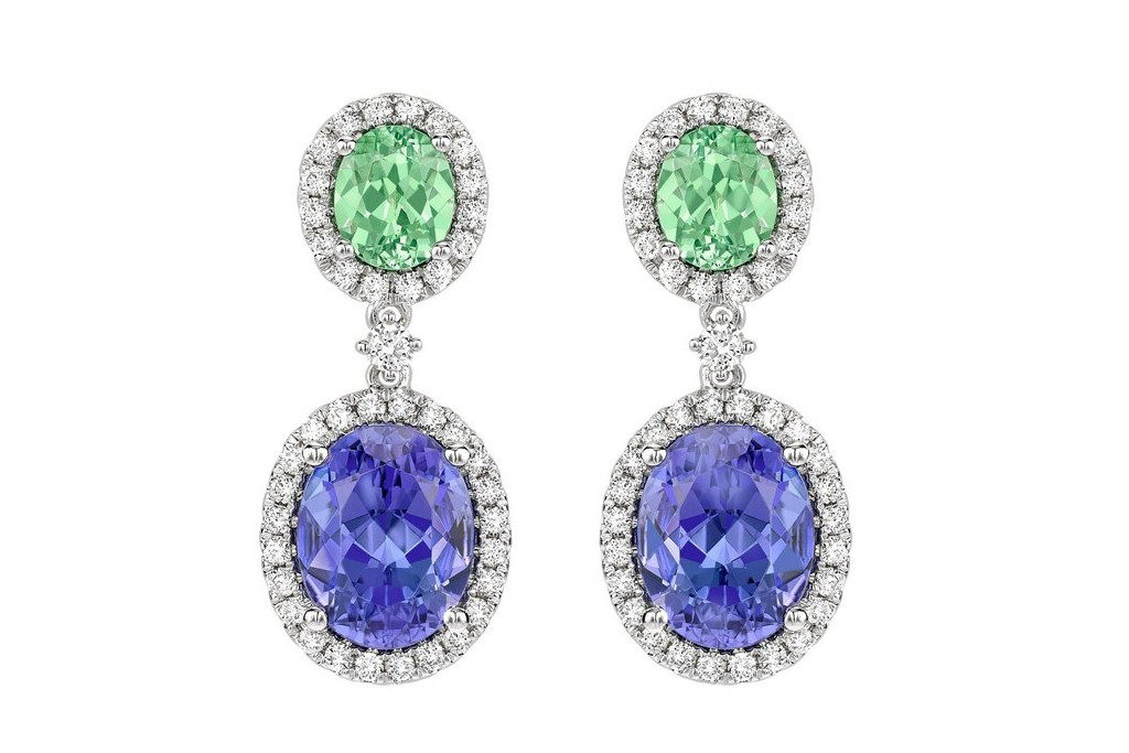 Kiki Unique Tanzanite, Tourmaline and Diamond Earrings in White Gold, £8,900