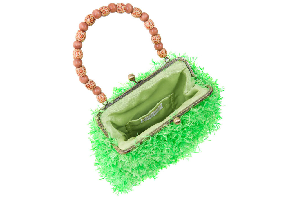 Green fuzzy handbag