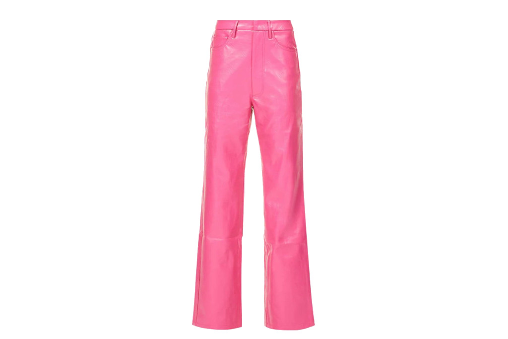 Pink faux lather trousers