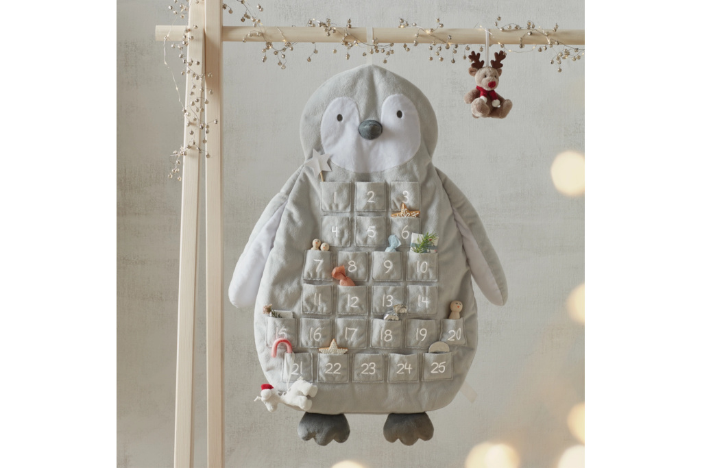 Baby penguin shaped fabric advent calendar