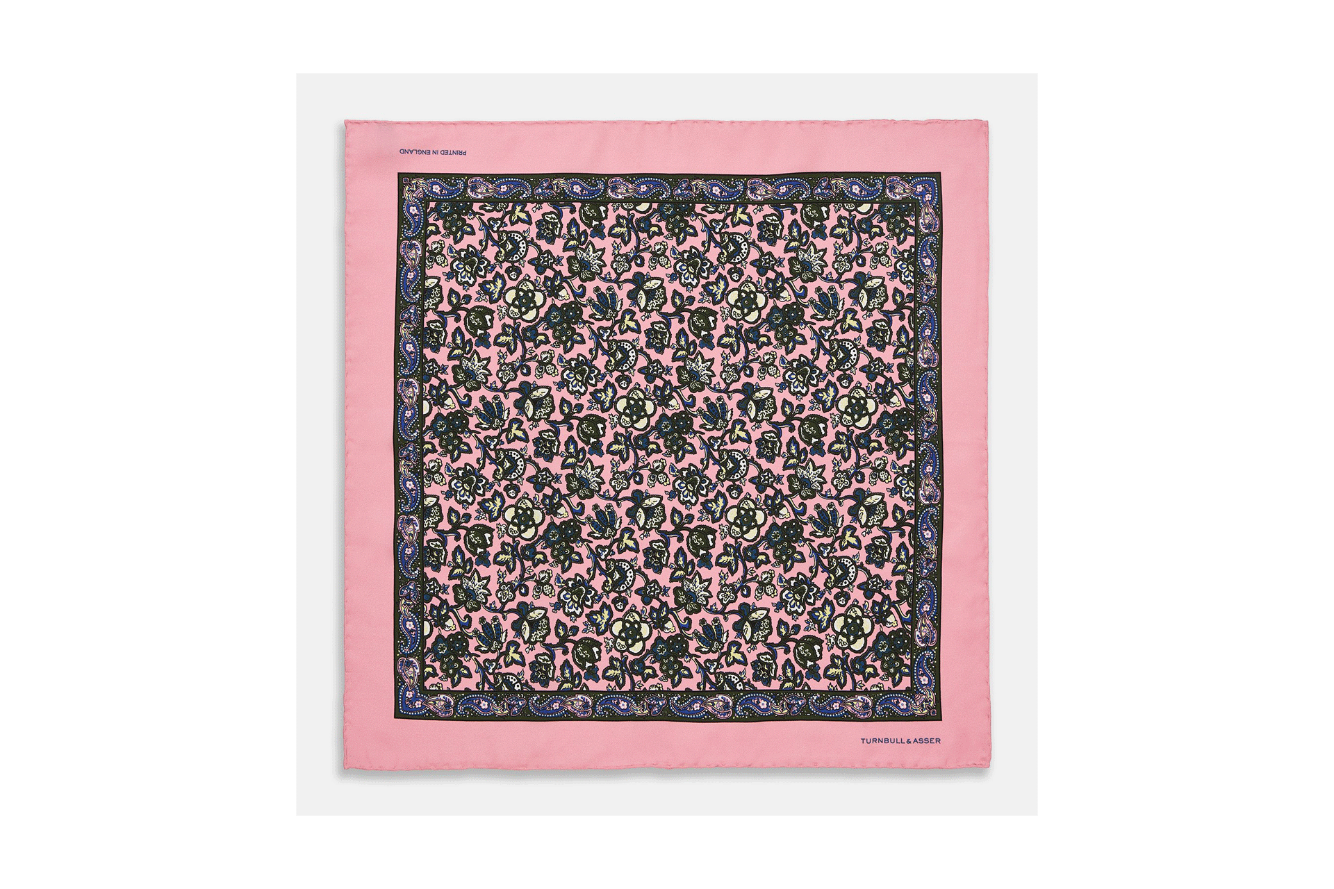 Turnbull & Asser Pink Floral Silk Pocket Square