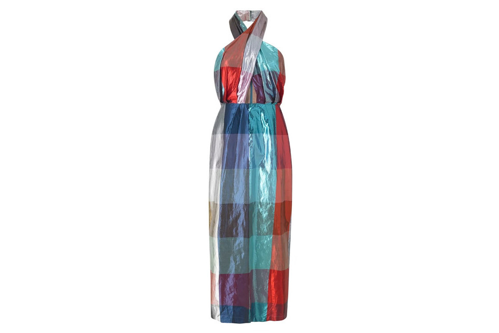 Multi-coloured metallic patchwork dress