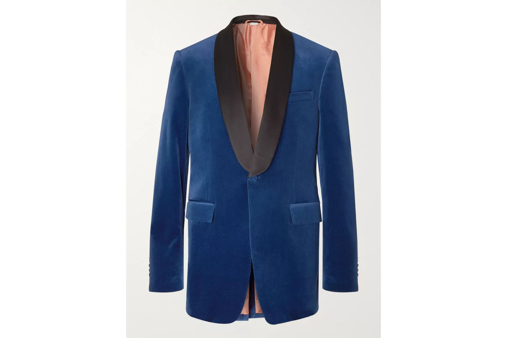 Gucci Blue Slim-Fit Silk Satin-Trimmed Cotton-Blend Velvet Tuxedo Jacket