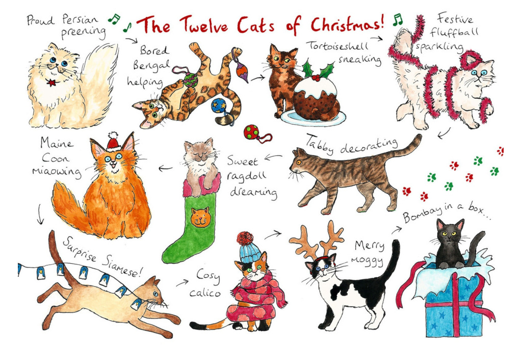 Church Mouse Press The Twelve Cats of Xmas Card