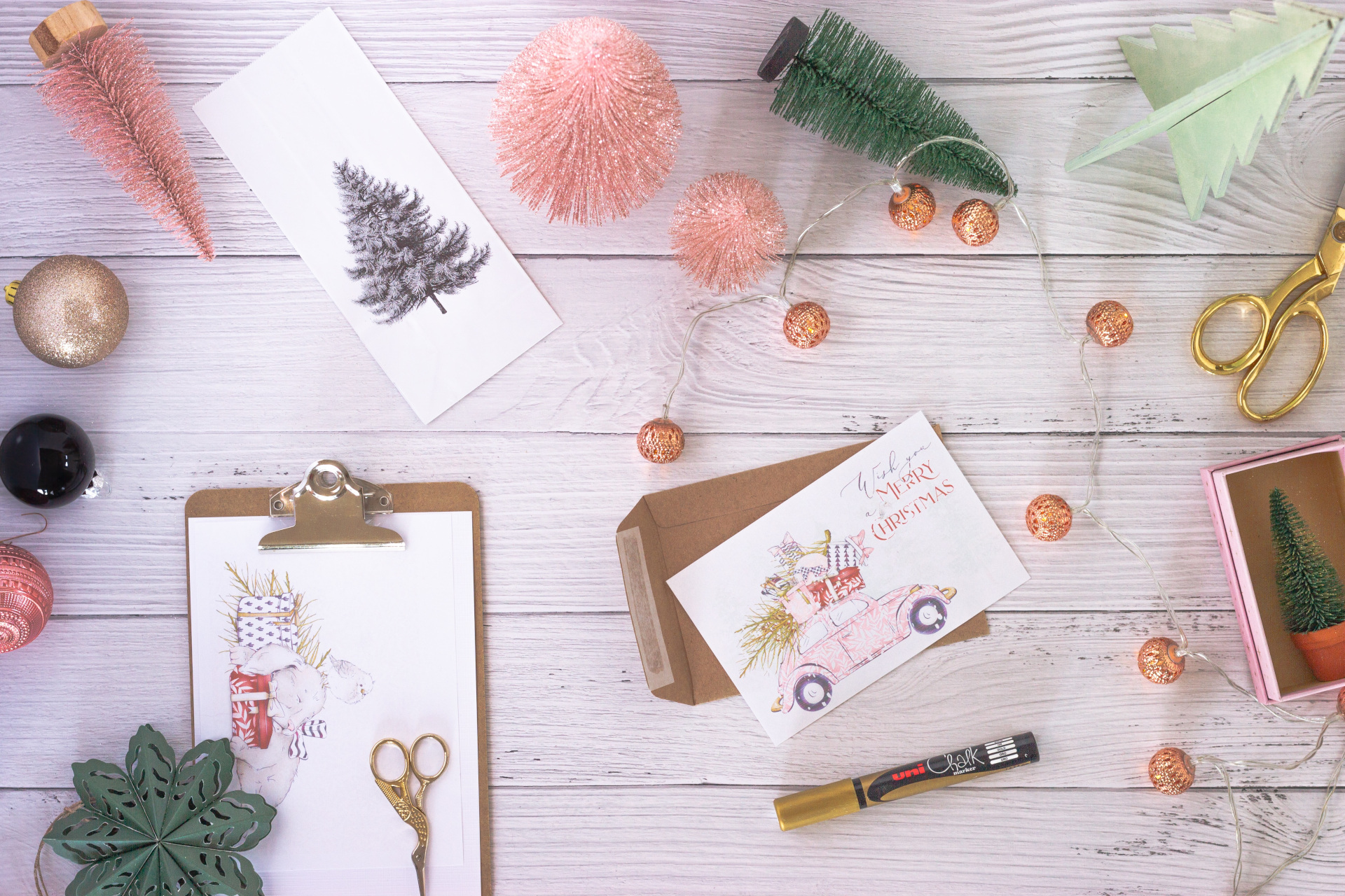 Table with Christmas Cards