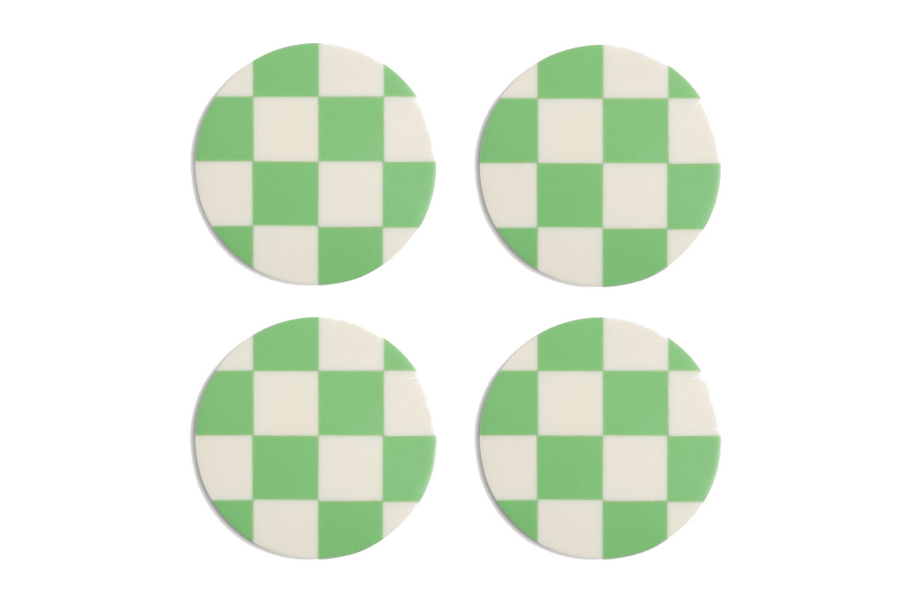 Klevering Set of Four Mint-Check Coasters
