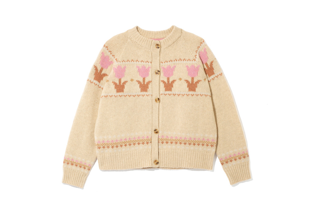 Cream and pink fair isle cardigan