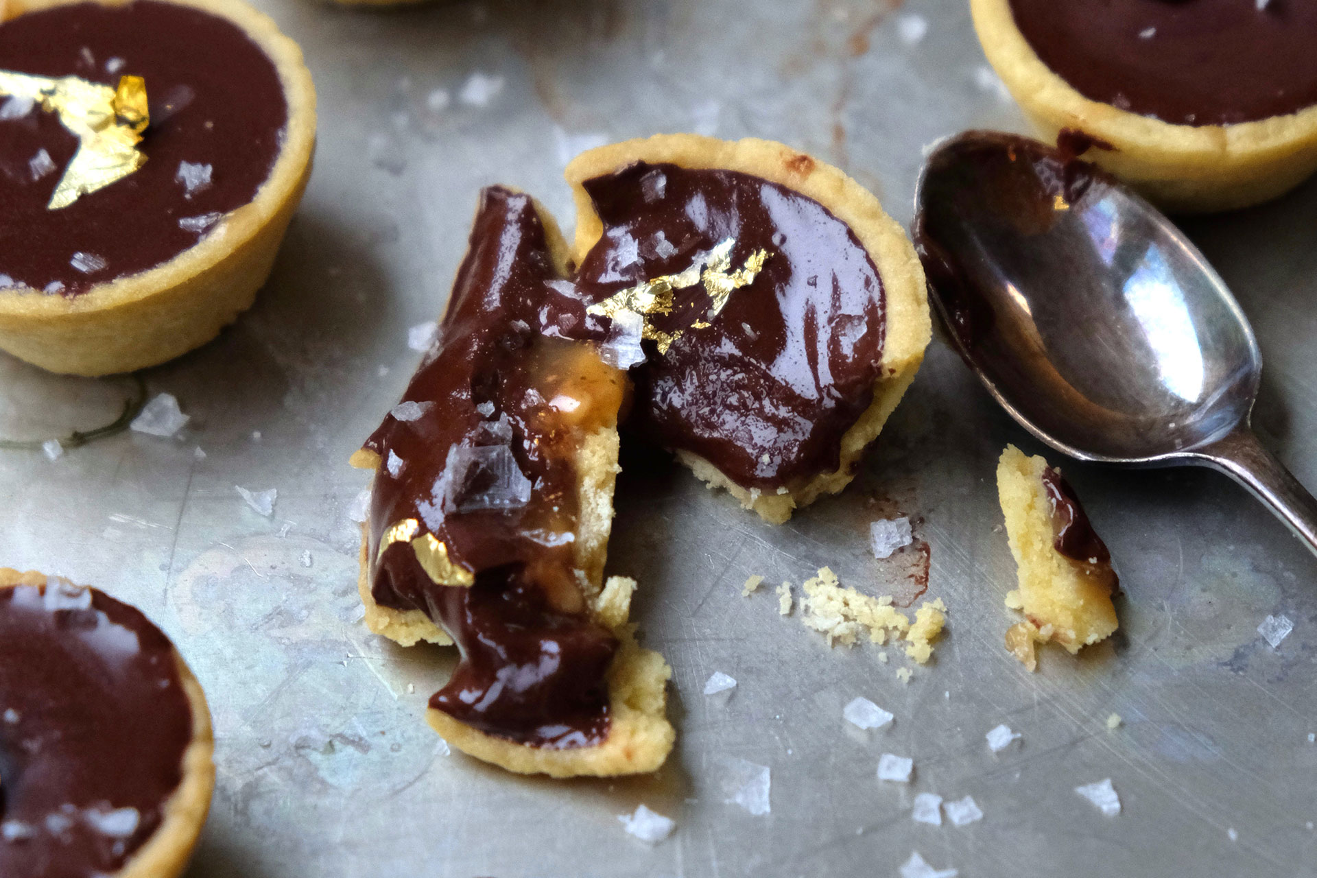 Chocolate Salted Maple and Chestnut Caramel Tartlets