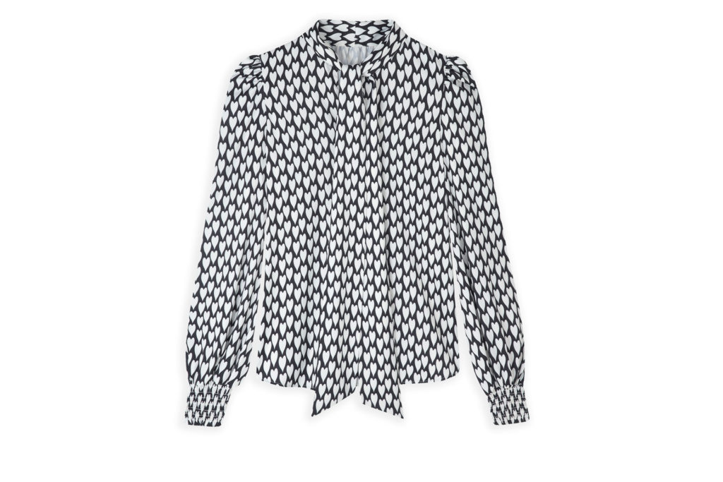 Phoebe Grace Esme Scarf Detailed Shirt In Black And White Heart
