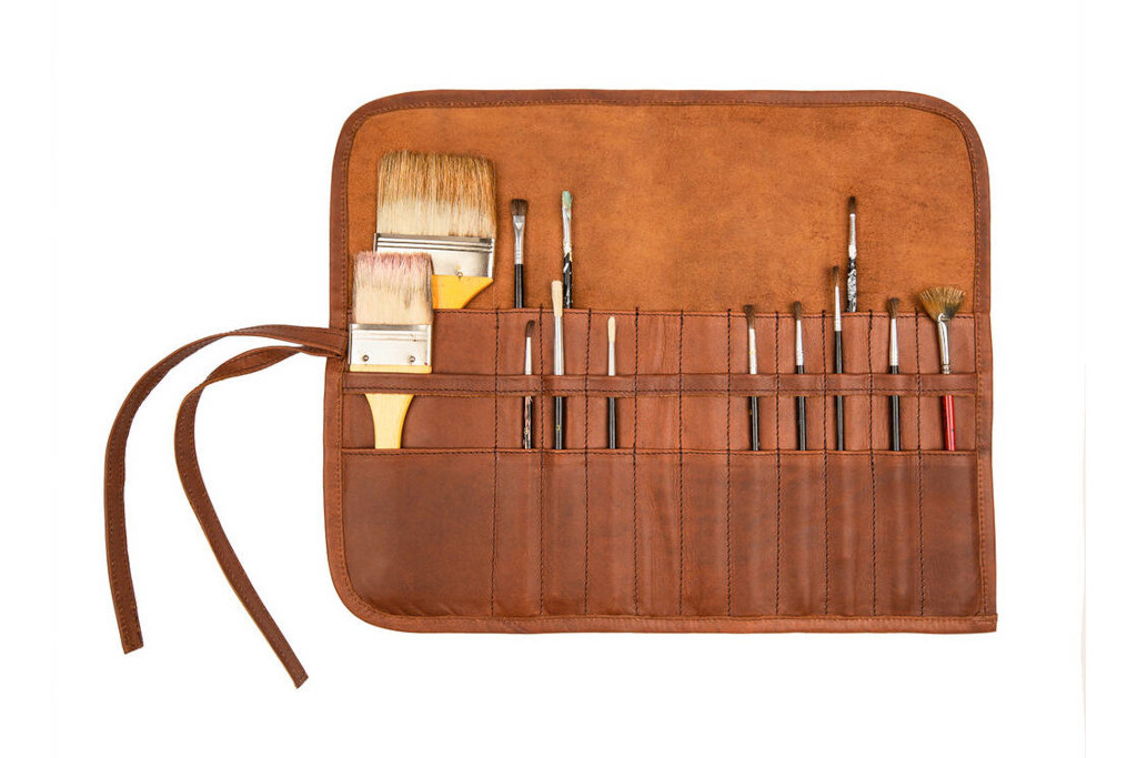 Leather brush roll