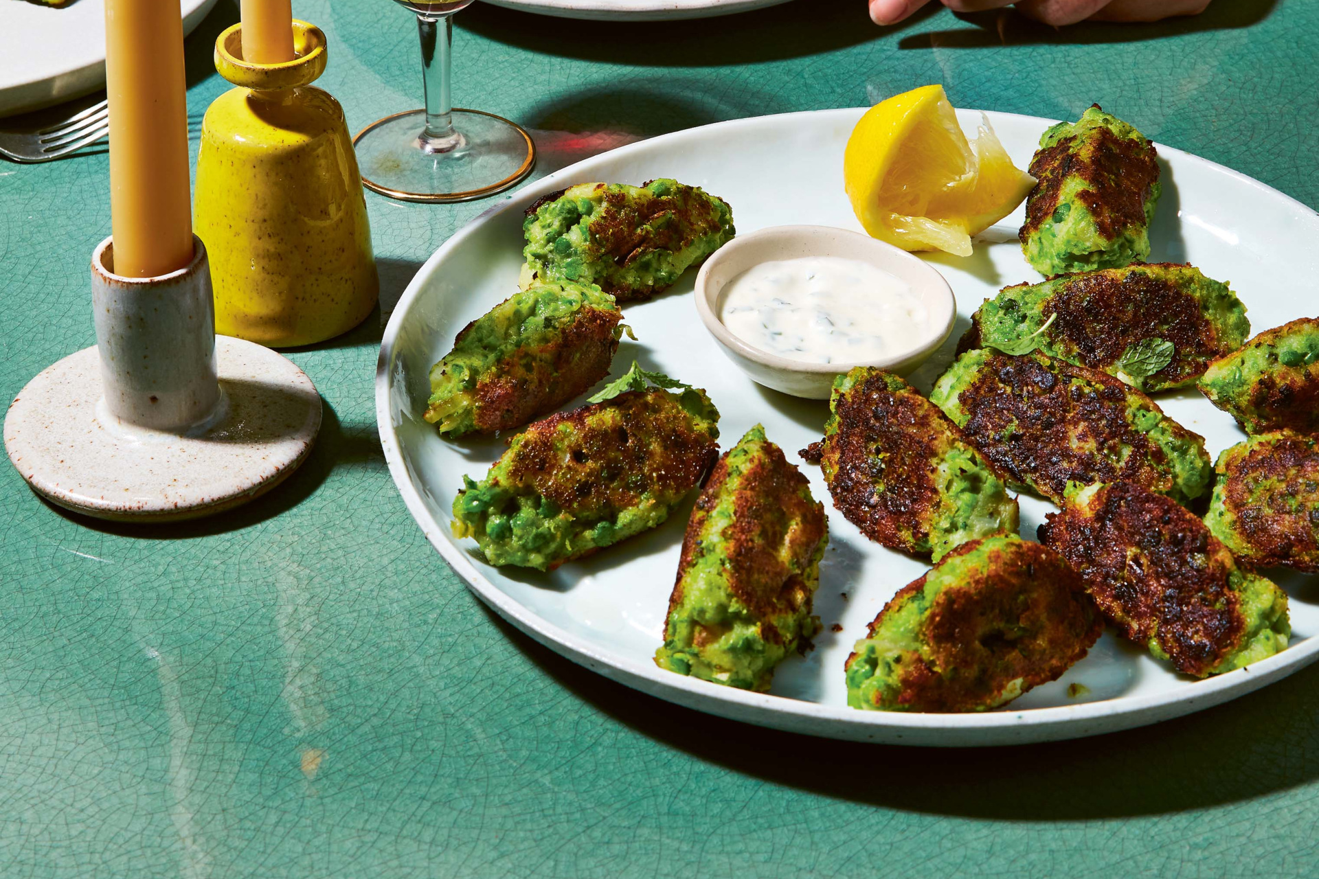 Recipe: Pea & Mint Fritters with Garlic Mayo