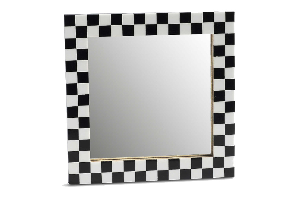 Klevering Checked Wooden Mirror