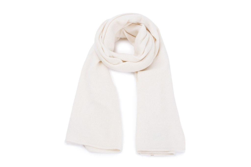 Large Gauzy Cashmere Scarf in White