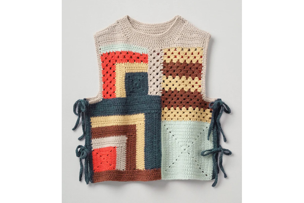 Patchwork knit vest