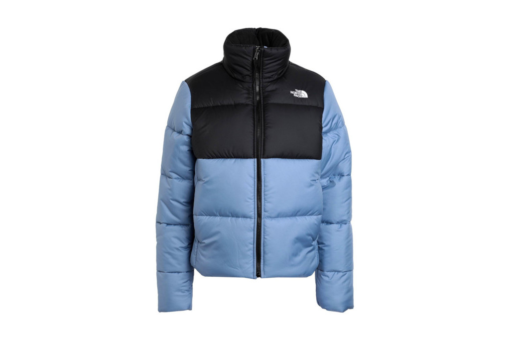 Blue and black puffer jacket