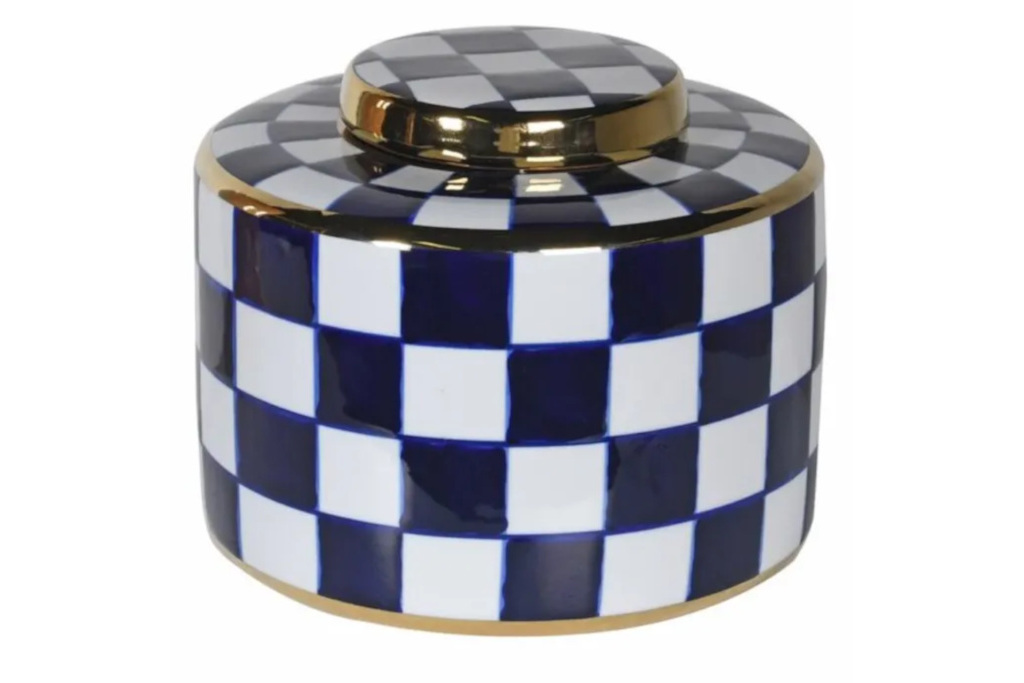 The Brownhouse Interiors Chequered Lidded Porcelain Jar