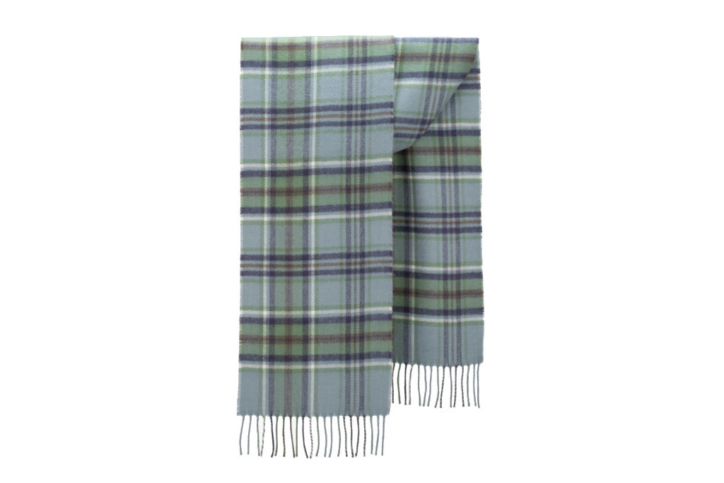 Blue and grey check scarf